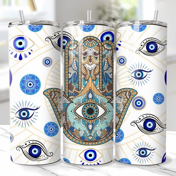 Evil Eye 20oz Skinny Tumbler Sublimation Designs, Straight PNG Digital Download, Celestial Zodiac, witch vibes tumbler sublimation designs