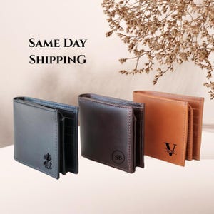 Handmade Black Leather Bifold Wallet: Personalized RFID Wallet