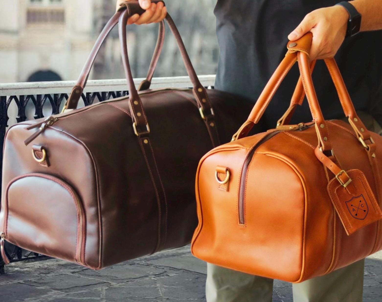 Custom Leather Duffle Bag Handmade Leather Weekender Gym Bag Personalized Gift for Him Vacation Duffel Bag-Travel Bag -Leather Holdall Gift