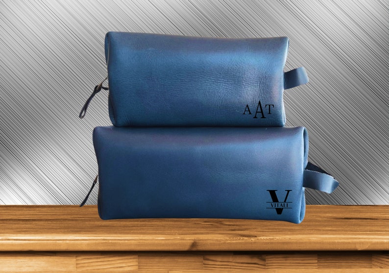 Customized Leather Dopp Kit Personalized Travel Bag for Men Monogrammed