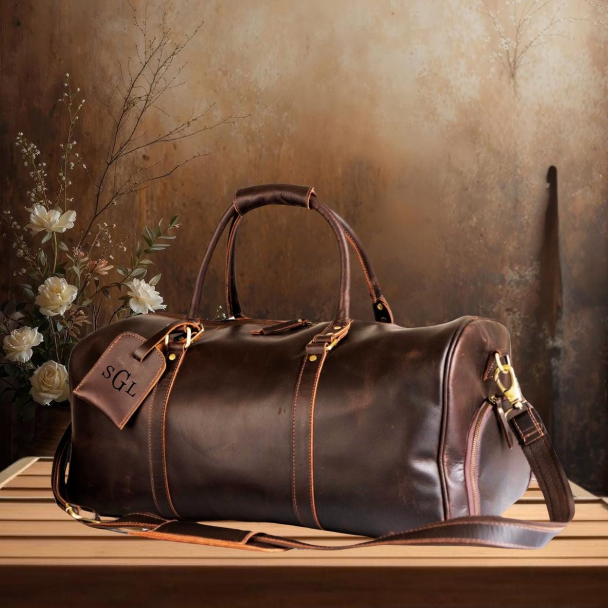 Custom Leather Duffle Bag Handmade Leather Weekender Gym Bag Personalized Gift for Him Vacation Duffel Bag-Travel Bag -Leather Holdall Gift
