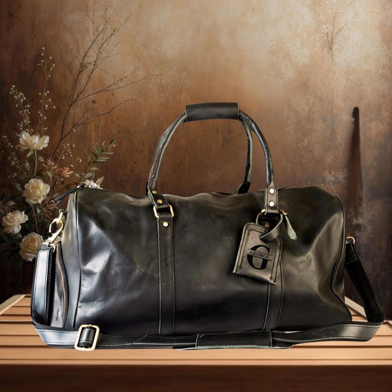 Custom Leather Duffle Bag Handmade Leather Weekender Gym Bag Personalized Gift for Him Vacation Duffel Bag-Travel Bag -Leather Holdall Gift