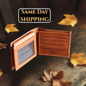 Cartera de cuero genuino marrón para hombre, regalo perfecto de San Valentín para él, cartera de cuero con monograma para esposo, cartera Coach para Bestman.