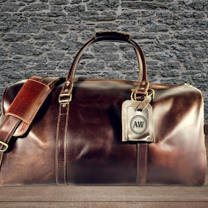 Handmade Leather Duffle Bag Custom Leather Weekender Gym Bag Personalized Gift for Him Vacation Duffel Bag Travel Bag Leather Men Gift