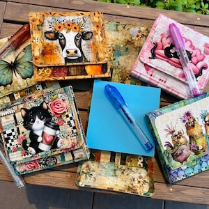 Sticky Note Pad Holders with coordinating gel pen