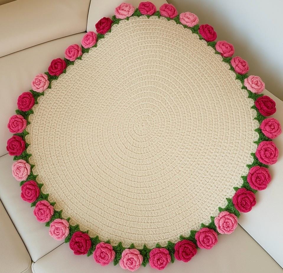 Crochet Rose Bouquet Blanket - Handmade Flower Throw For Mom, Sister, Anniversary Gift | 63" Knitted Blanket - View #6