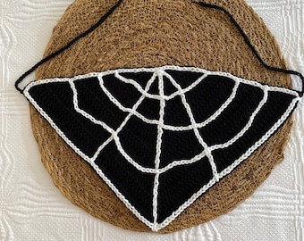 Spiderweb Crochet Bandana: Gothic Halloween Hair Scarf