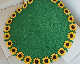 Handmade Crochet Sunflower Blanket: 3D Floral Afghan