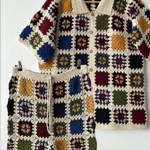 Crochet Granny Square Outfit: Cotton Festival Clothing Set