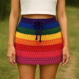 Handmade Crochet Rainbow Pride Skirt: Cotton LGBTQ Clothes