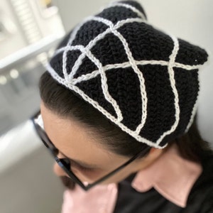 Spiderweb Crochet Bandana: Gothic Halloween Hair Scarf