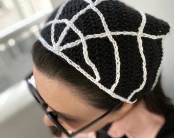 Spiderweb Crochet Bandana: Gothic Halloween Hair Scarf