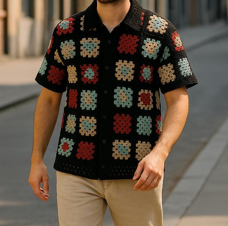 SYUMAN 24SS Crochet Short Sleeve Shirt ⁡ SYUMAN 24SS Crochet