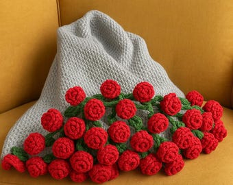 かぎ針編みのフラワーブーケブランケット、かぎ針編みのジャンボ3D