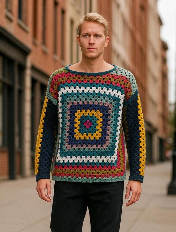 Maglione pullover da uomo, maglione oversize a righe da uomo