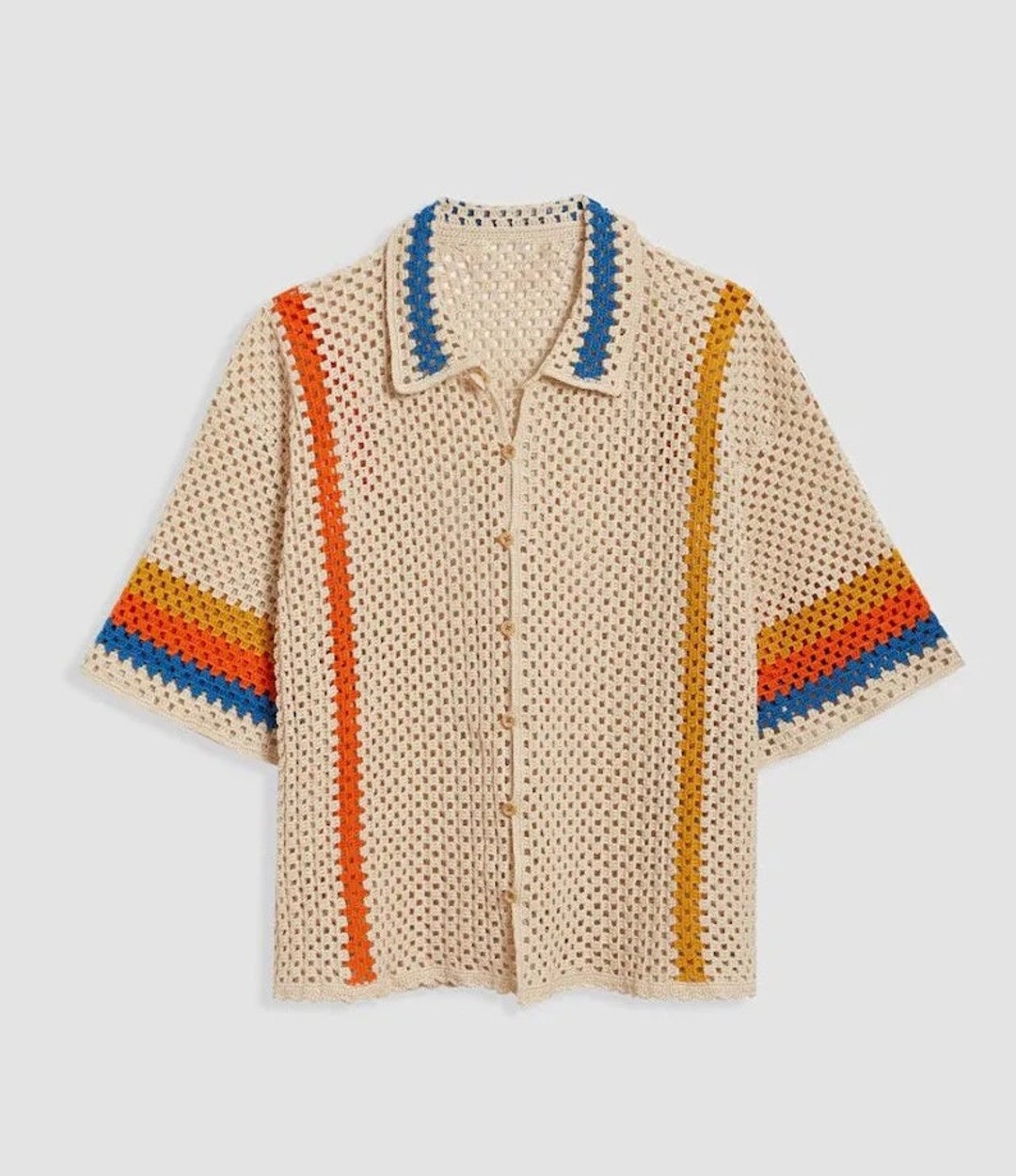 Crochet Shirt Knitted Men s Shirt Crochet Men s Shirt Summer Shirt