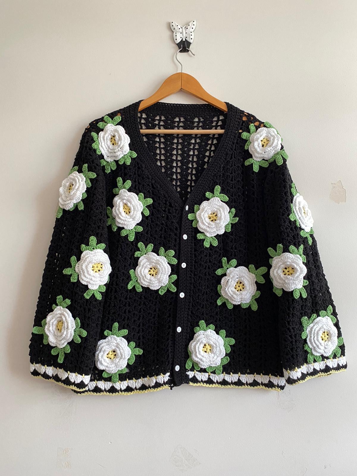 Rose flower motif cardigan ブルー Rose flower motif cardigan | ファッション通販サイト NUGU