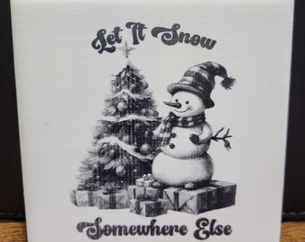 Let It Snow Ceramic Coaster