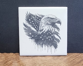 Patriotic Eagle Ceramic Coaster