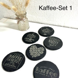 Schiefer Untersetzer Wein, Gin, Kaffee, 6er-Set Untersetzer, Untersetzer Set, Geschenk, Geschenkidee, Sprüche Untersetzer, Lasergravur Bild 5