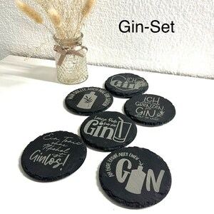 Schiefer Untersetzer Wein, Gin, Kaffee, 6er-Set Untersetzer, Untersetzer Set, Geschenk, Geschenkidee, Sprüche Untersetzer, Lasergravur Bild 9