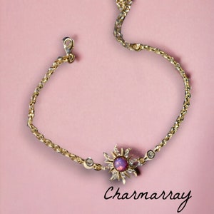 Handmade Dreamy Sunset Opal Bracelet with Sunstone Zircon Stars, Moon & Sun Princess Gift, Unique Gifts for Her zdjęcie 3