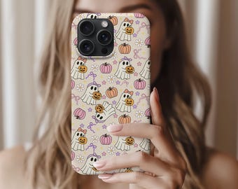 Halloween kawaii telefoonhoesje: roze Ghostface pastel Goth jackolantern print