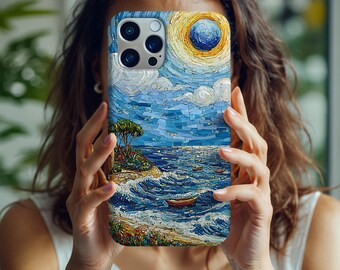 Van Gogh Mosaic Inspired Summer Phone Case,Coastal Art Case for iPhone 16 15 14 13 Pro Max Case, Samsung S25 S24 S23,Pixel 9 8 7 Xl case