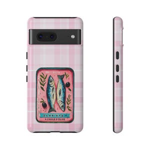 Sardine Phone Case,Pink Retro Tinned Fish Art Design image 17