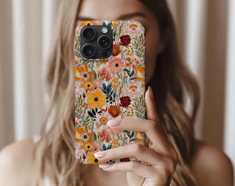 Telefoonhoesje Floral Dream, geborduurde wilde bloemen voor iPhone 17 16, Google Pixel 9, Samsung Galaxy S25