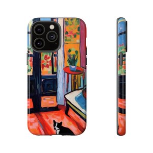 Custodia colorata per telefono: custodia con stampa artistica ispirata a Matisse, design astratto moderno con finitura stampata liscia immagine 13