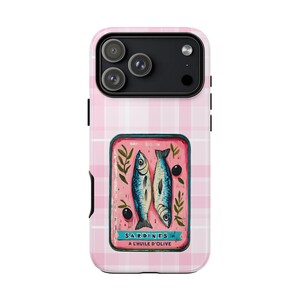 Sardine Phone Case,Pink Retro Tinned Fish Art Design image 9