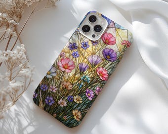 Gebrandschilderd glas bloemen iPhone 17 Pro Max-hoesje, compatibel met MagSafe