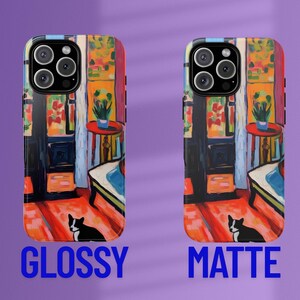 Custodia colorata per telefono: custodia con stampa artistica ispirata a Matisse, design astratto moderno con finitura stampata liscia immagine 5