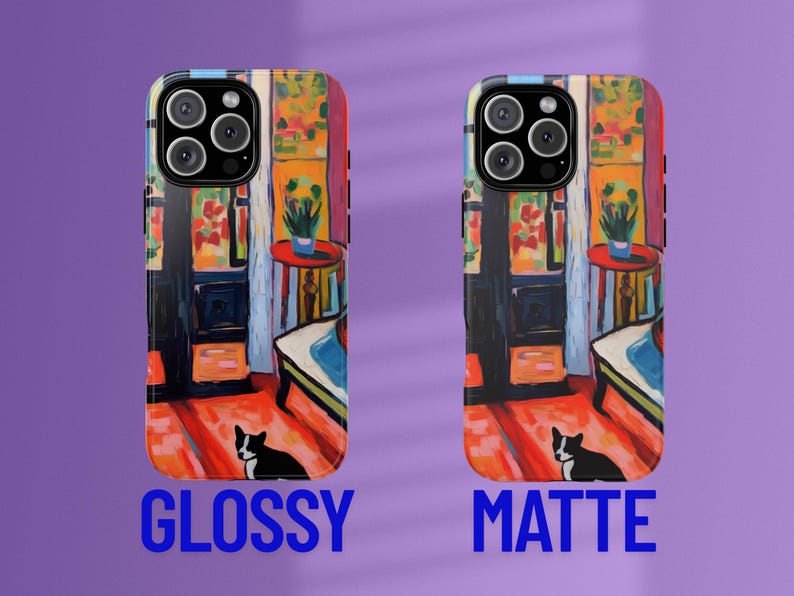 Custodia colorata per telefono: custodia con stampa artistica ispirata a Matisse, design astratto moderno con finitura stampata liscia immagine 5