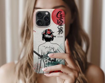 Geisha Art-telefoonhoesje, samurai-vrouw, tattoo-ontwerp