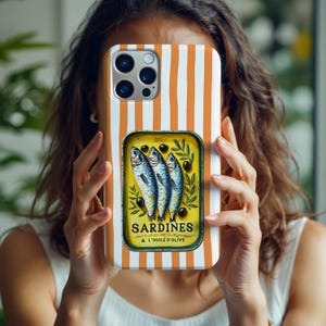 Sardines Phone Case, Olive Branch Art, Provence Tin Design