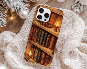 MagSafe Bookshelf Phone Case,Vintage Book Lover Design