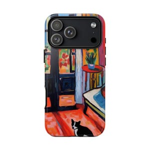 Custodia colorata per telefono: custodia con stampa artistica ispirata a Matisse, design astratto moderno con finitura stampata liscia immagine 7