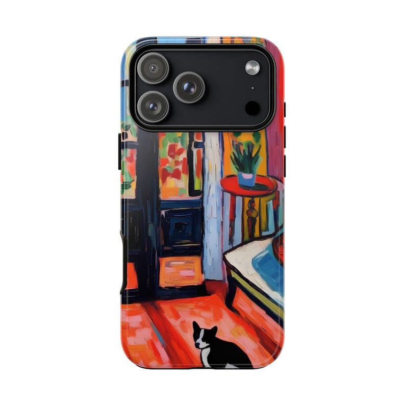 Custodia colorata per telefono: custodia con stampa artistica ispirata a Matisse, design astratto moderno con finitura stampata liscia immagine 7