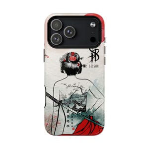 MagSafe Japans telefoonhoesje Geisha Tattoo, Samurai Katana Art afbeelding 6