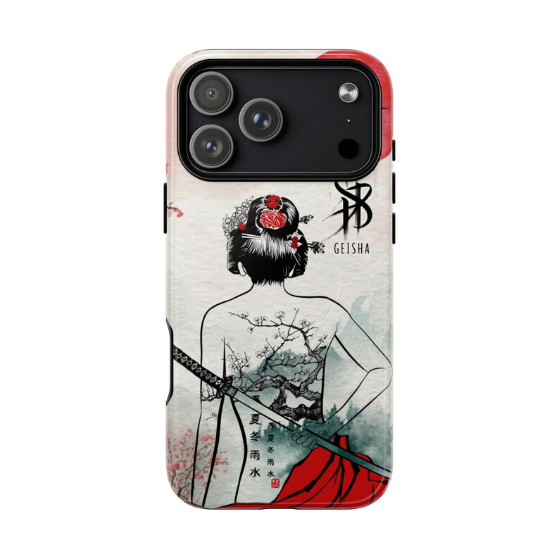 MagSafe Japans telefoonhoesje Geisha Tattoo, Samurai Katana Art afbeelding 6