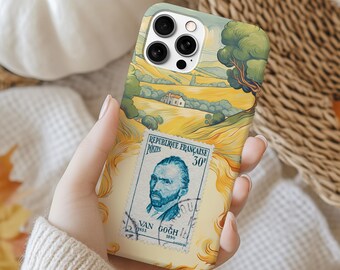 Van Gogh Art iPhone Case – Vintage Stamp Design, Artistic Phone Cover, French Aesthetic Gift