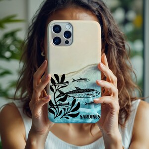 Sardine Phone Case, Turquoise Ocean Art, Summer Style