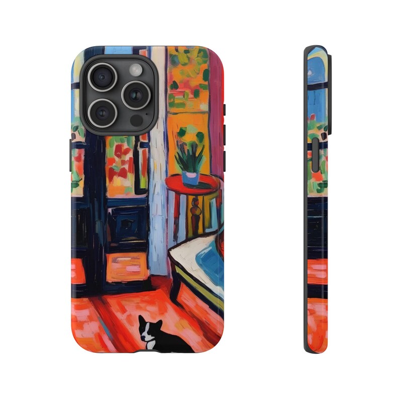 Custodia colorata per telefono: custodia con stampa artistica ispirata a Matisse, design astratto moderno con finitura stampata liscia immagine 12