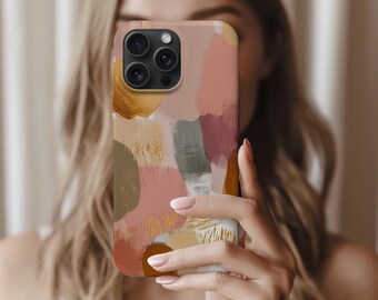 Custodia per telefono astratta: design minimalista in tonalità calde marroni