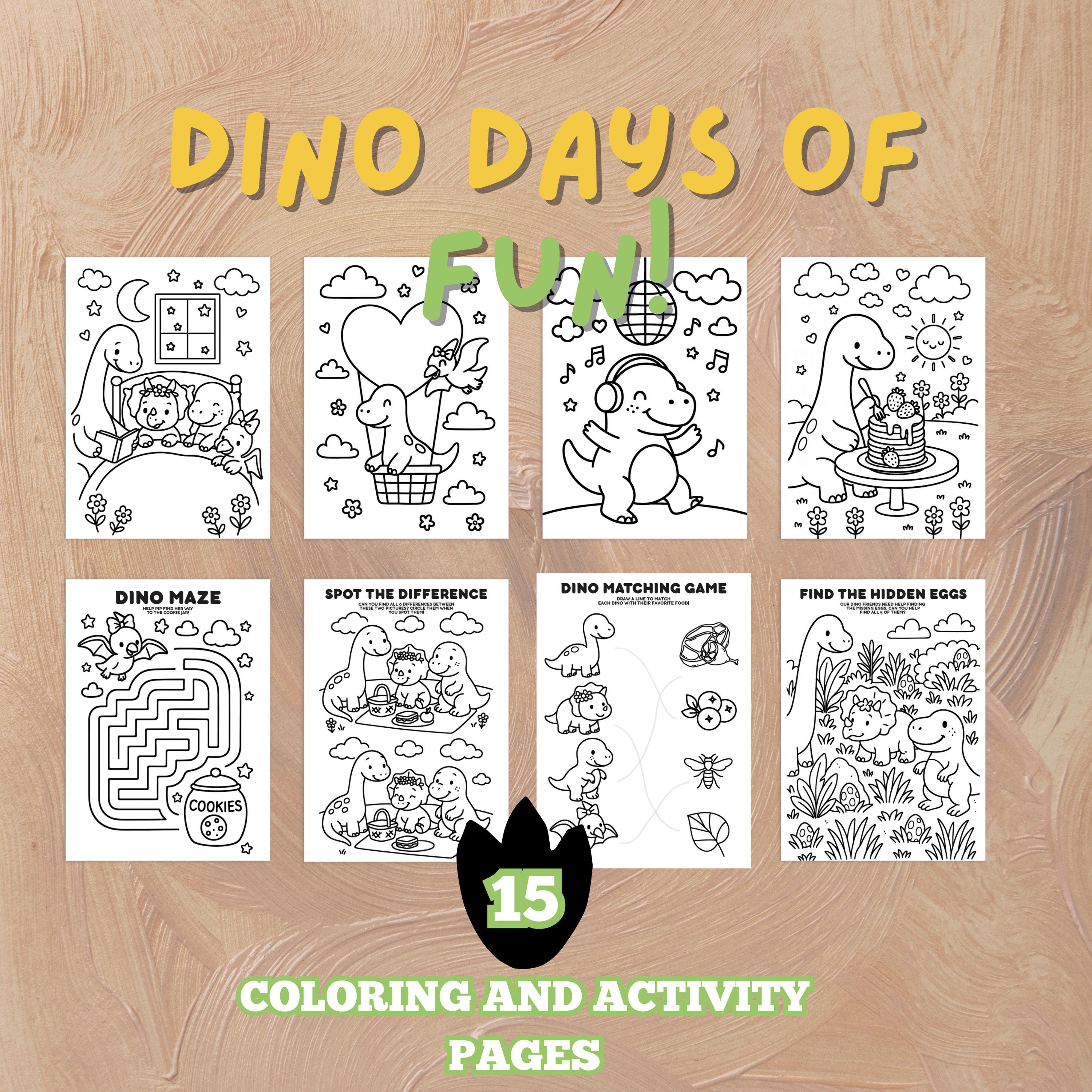 Printable Dinosaur Coloring & Activity Book | 15 Dinosaur Pages | Cute ...