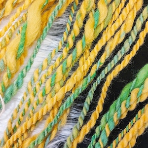 Lemon Lime Handspun Merino and Shetland Wool Art Yarn for Tapestry Weaving and Felting