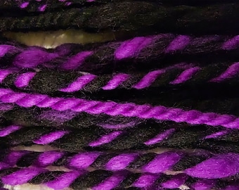 Purple and Black Handspun 100% Merino Wool Art Yarn for Tapestry Weaving, Felting, Knit, and Crochet
