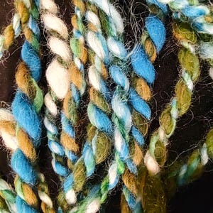 Blue Planet Hand Dyed Silk and Rare Sheep Wool Hand Spun Art Yarn